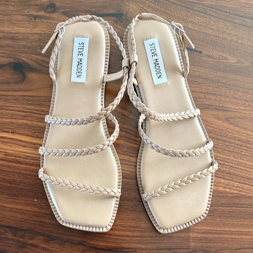 Steve Madden Cream Braided Strap Sandals